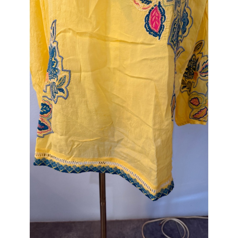 NEW Johnny Was Margot Blouse Odesa Yellow Embroidered Floral Boho Peasant XXL - Picture 4 of 13